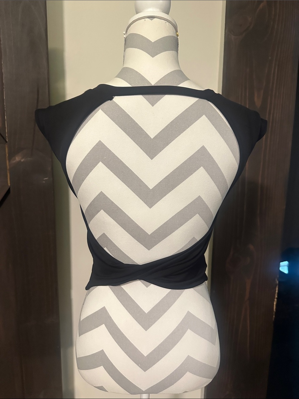 Black Cutout Back Women's Top